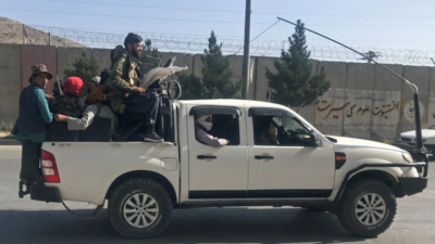 Taliban fighters in pickup