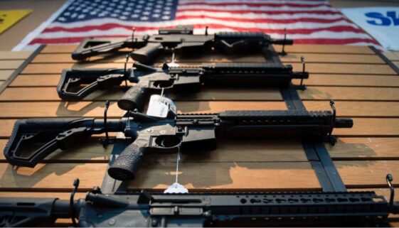 Guns and American flag